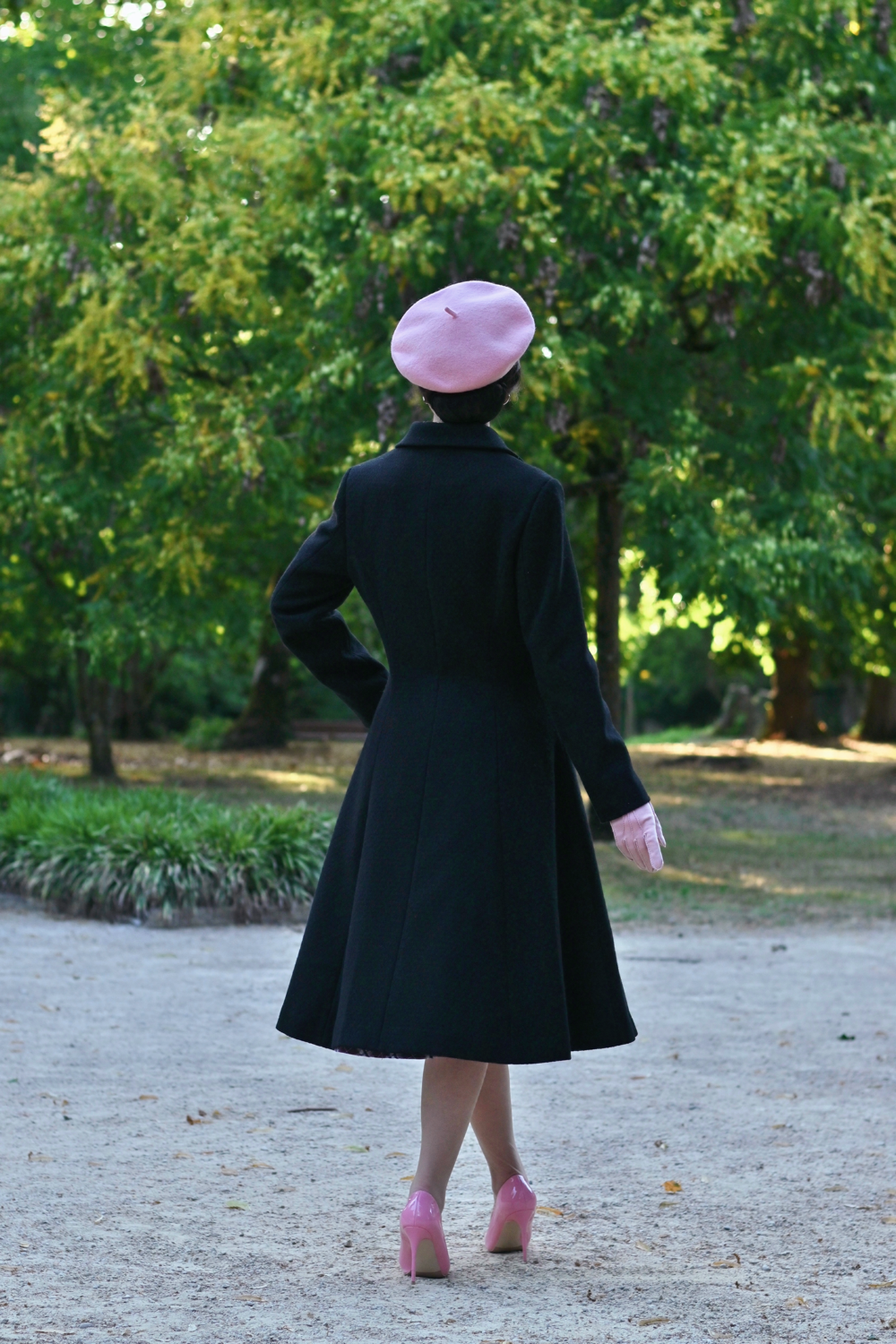 Margo Black Weave Swing Coat in Extended Sizing